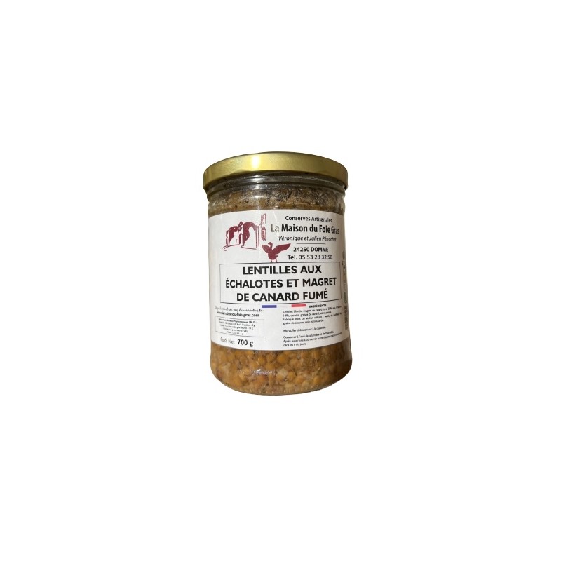 Lentilles aux échalotes et Magret de canard fumé - 700g