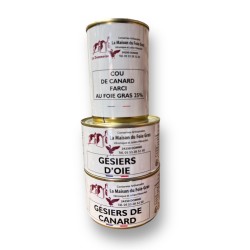 1 Gésiers de canard confits + 1 Gésiers d'oie confit & 1 Cou de canard farci